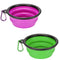 2 Pack Large Size Collapsible Dog Bowl - Food Grade Silicone with Carabiner Clip for Travel (Purple & Green)