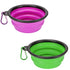 2 Pack Large Size Collapsible Dog Bowl - Food Grade Silicone with Carabiner Clip for Travel (Purple & Green)