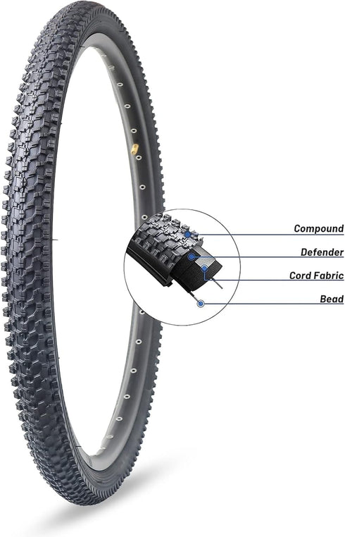 Hycline Bike Tire - 20/24/26/27.5 Inch Folding Replacement for MTB Mountain Bicycle - Black/Skinwall