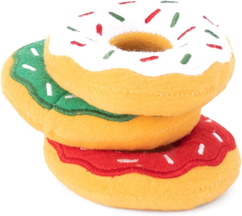 ZippyPaws 3 Pack Donutz Miniz Refills for Hide and Seek Dog Toys, Colorful Plush Dog Puzzles and Squeaky Toys
