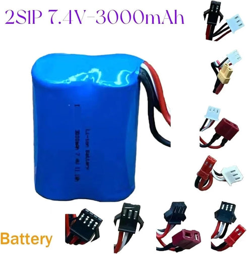 IOLKHFK 7.4V 3000mAh 2S1P SM-2P,3P, 4P, XT30 Car(1pcs XH2.54) Lithium Battery, Rechargeable, T Socket, JST, Plug