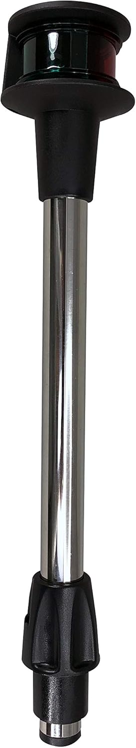 Pactrade Marine Boat Bi-Color Navigation Bow Light, Red and Green Pole Light, 12 Inches with 2-Pin Removable Plug in
