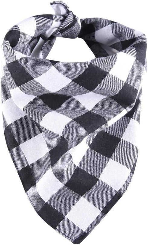 YAKA Pet Dog Bandana Triangle Bibs Scarf, Double-Cotton Plaid Printing Kerchief Set for Small and Medium Dogs (Black