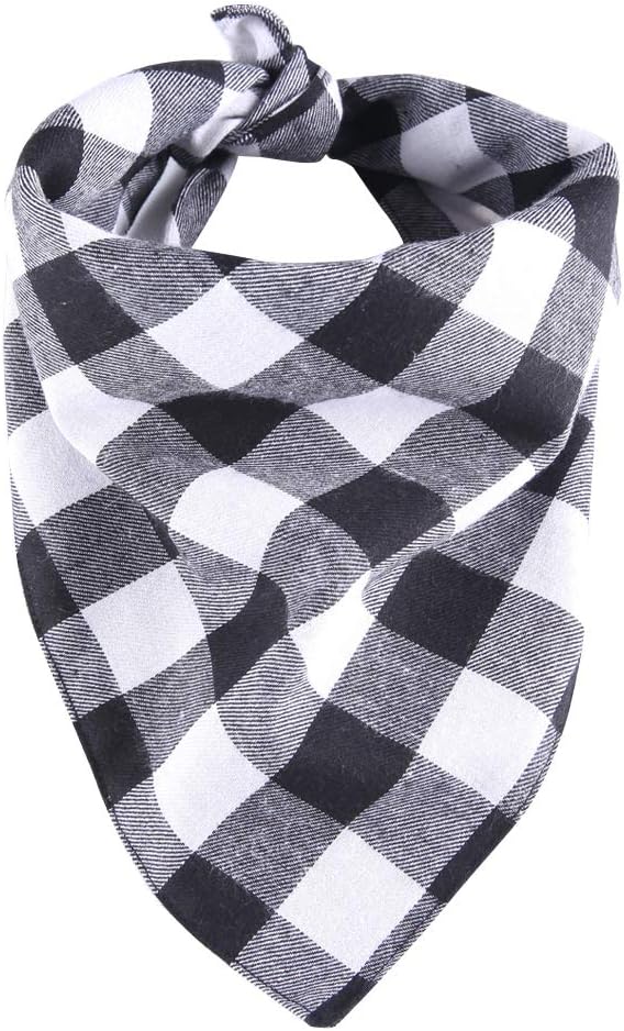 YAKA Pet Dog Bandana Triangle Bibs Scarf, Double-Cotton Plaid Printing Kerchief Set for Small and Medium Dogs (Black