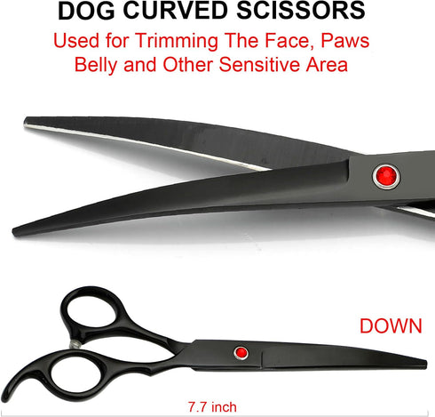 TINMARDA 5 1, 6CR Professional Dog Grooming Scissors kit Black in Dog Shears for Grooming Premium Stainless Steel