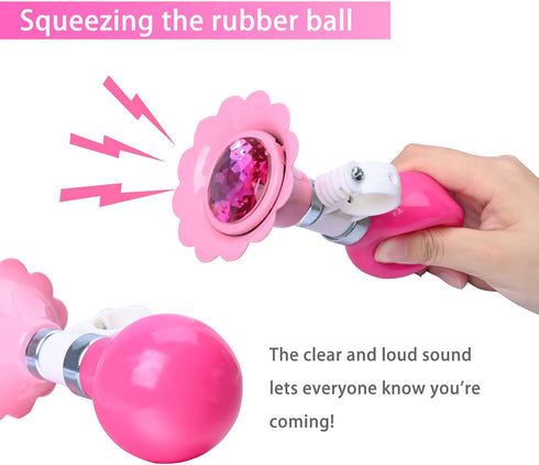 Kids Streamers and Bike Bell for Girls, 1 Pack Flower Bicycle Bell with 2 Pack Handlebar Streamers