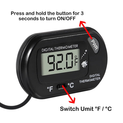 4Pcs Aquarium Thermometer Fish Tank Thermometer Reptile Fahrenheit Terrarium Water Temperature Indicator Test Digital