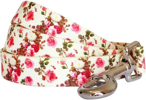 Blueberry Pet 9 Patterns Durable Spring Scent Inspired Pink Rose Print Ivory Dog Leash 5 ft x 3/4", Medium, Leashes for Dogs