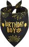 QUQULE Dog Birthday Bandana Boy Black Small 1PCS, Durable Triangle Reversible Scarf Bibs