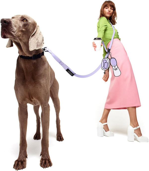 Hands Free Dog Leash - 8.2ft Multifunctional Crossbody Rope for Dogs Walking (Purple)