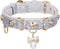 PetsHome Adjustable PU Leather Cat and Dog Collar with Bling Rhinestones, Luxury Pendant, Small Silvery for Big Cat and