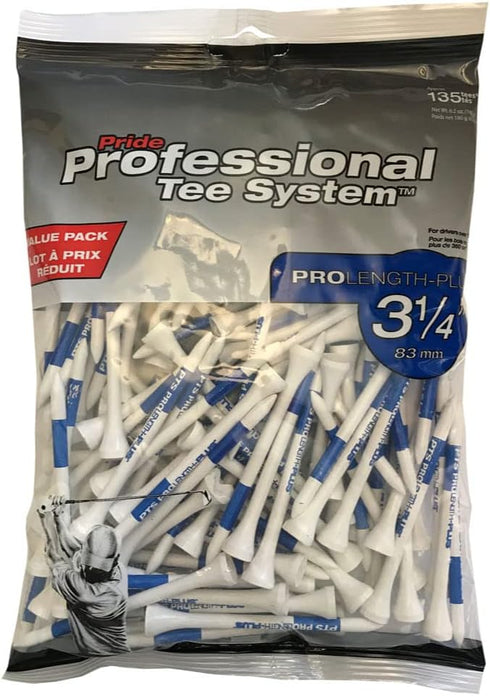 Pride PTS Wood Golf Tees, 135 Count, 3-1/4 Inch, Best for Drivers & Woods, Improve Distance and Accuracy