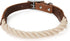 Mile High Life Rope Dog Collar | Durable Braided Cotton Rope Collars | Genuine Leather with Metal Pin Buckle (Beige)