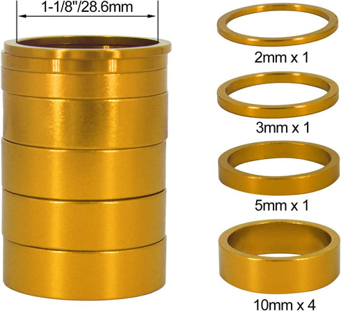PLATT Aluminium Alloy Bike Headset Spacer, Fit 1 1/8-Inch Stem for MTB BMX Road Bikes (7PCS)