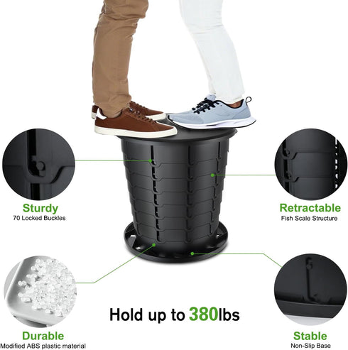 (13H) Camping Toilet, Retractable Portable Toilet for Adults Kids, Adjustable Height Portable Potty with Lid, Foldable