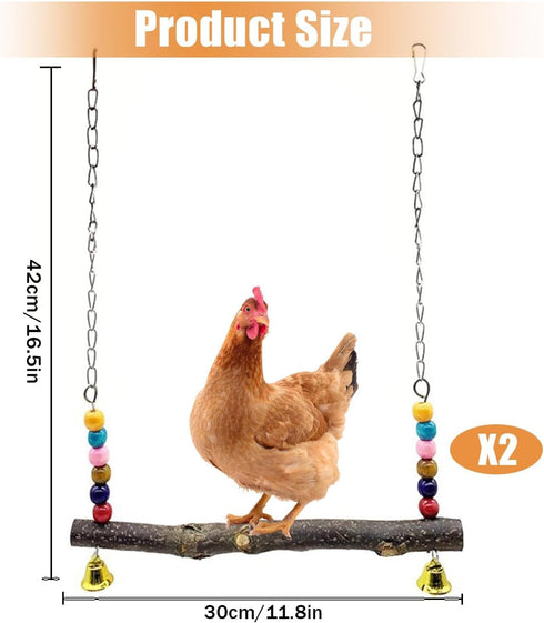 Chicken Bird Swing,Chicken Perch,Natural Wooden Swing Toys,Wood Stand for Chick,Safe and Relief of Stress,Chicken Coop
