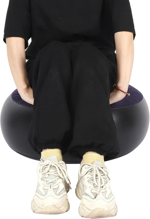 TIKATARER Inflatable Chair, Portable Flocking Ottoman Footrest, Reinforced Bottom Stool with Breathable Surface, Ideal