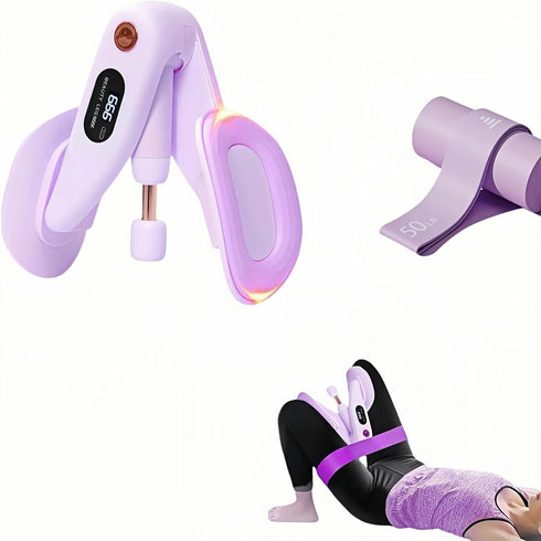 Upgraded Purple Inner Thigh Exerciser with LED Display, 0-70lb Adjustable Inner Thigh
