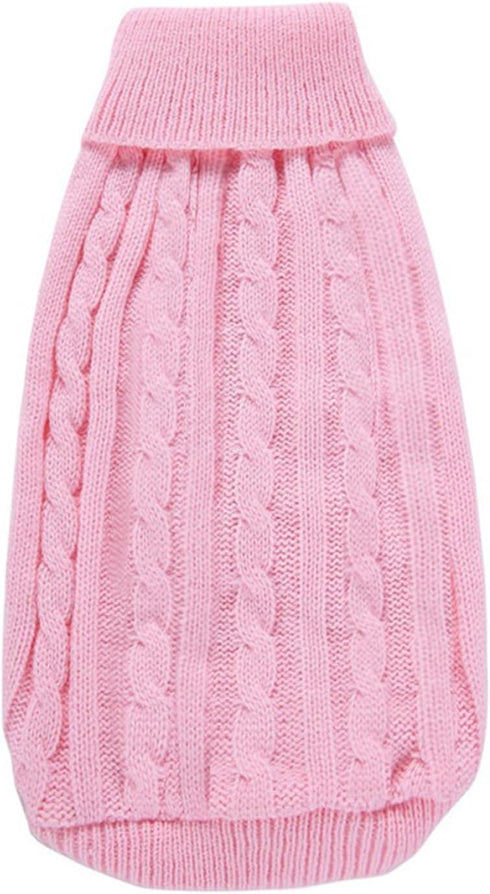 CHBORCHICEN Small Dog Sweaters, Knitted Pet Cat Warm Sweatshirt for Winter (Medium, Pink)