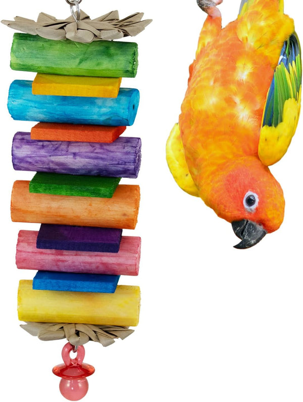 Super Bird Creations SB1199 Sola Balsa Stack Bird Toy, Wooden Enrichment Toys for Small/Medium Birds
