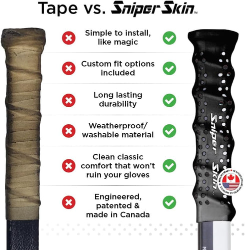 SNIPER SKIN Hockey Grip for Adult and Kids Sticks, Easy Install, Durable, Better Than Hockey Tape, Ideal Team Swag