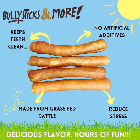 10 Inch 4 Count) BULLYSTICKS & MORE Beef Collagen Rolls for Dogs (Extra Thick - - Bones for Dogs - Dog Parents Choice
