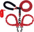 Double Dog Leashes Rope, Reflective Leash with Two Shock Absorbing Bungee Training Leashes for Two Dogs