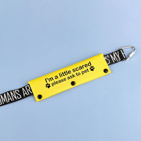 I'm a Little Scared Funny Dog Leash Sleeve, Please Ask to Pet, Alert Hanging ID Patch Tag Pet Birthday Gift (Little