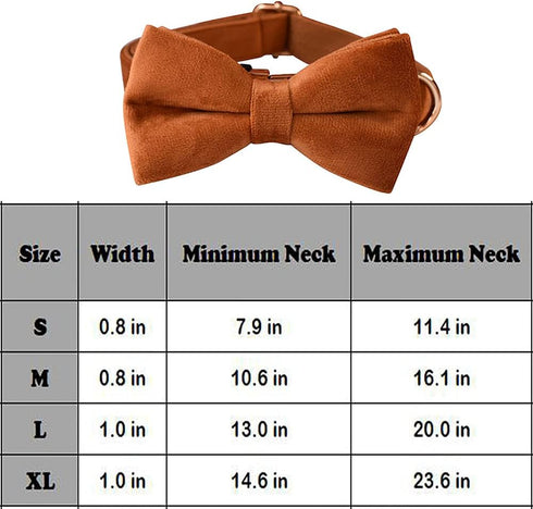 Velvet Bowtie Dog Collar, Soft Comfortable Adjustable with Detachable Bowtie for Small Medium Large Dogs (XLarge,