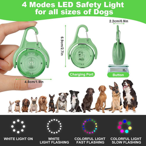 AUAUY LED Dog Collar Light, 4 Modes USB Rechargeable Light Up Dog Collar Light, IP68 Waterproof Pet Collar Light, LED Safety Light for the Dark for Running Jogging Walking Dog Collar-Green