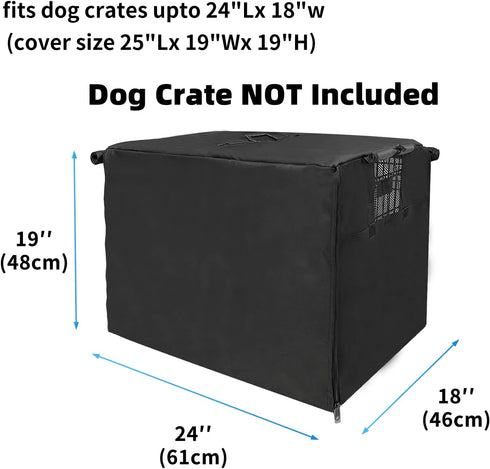 Small Dog Cage Cover 24 Inch Dog Crate Cover, Puppy Crate Covers Small Dog Kennel Cover for Wire Cage with1 2 3 Doors, Indoor Waterproof 600D Oxford Fabric Black