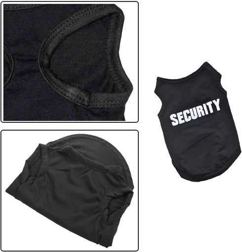 2Pack Dog Security Costume Cotton Dog Shirt - Small Dog Boy Pet Clothes Boss/Security Black Vest T-Shirts