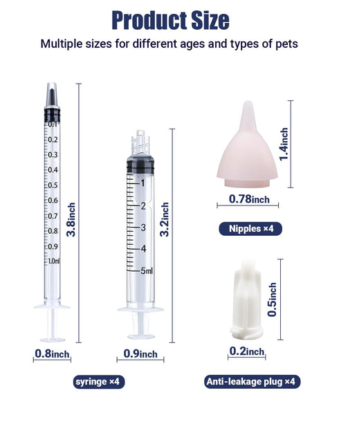 HAOYUSTORE 4 Pet Nursing Bottle, Nursing Bottle Kits, Kitten Bottle Feeding Kit, Nursing Bottle Kits for Puppy & Kitten