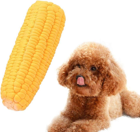 Pet Dog Puppy Latex Corn Shape Squeaky Toy, Bite-Resistant Interactive Chew Toy for Small/Medium/Large Dogs