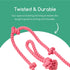 Tough Tug Rope Dog Toy - TUG of WAR Dog Toy (Pink 5 ft Long Strong Durable Rope Pull Toy with Handle)