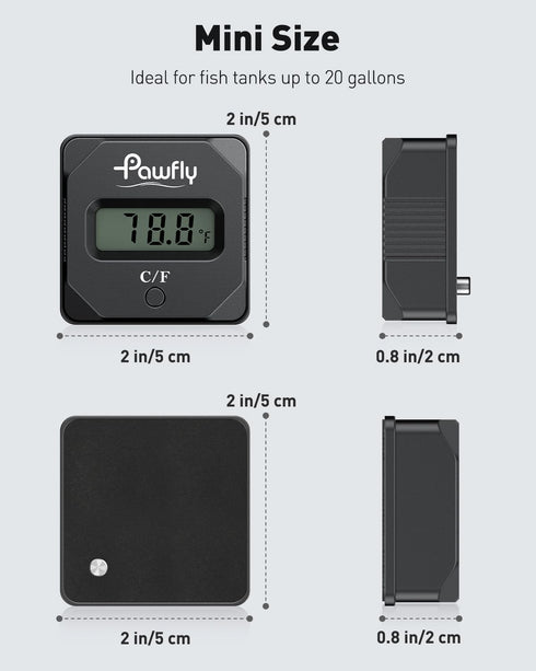 2 1 2" 20 Pawfly Aquarium Magnet Glass Cleaner with Thermometer Digital, in Thermometer Magnets Brush, Mini Algae