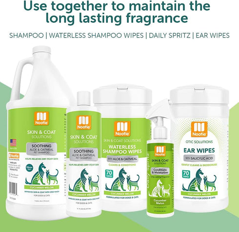 Conditions-1 Nootie Aloe&Oatmeal Pet Shampoo for Sensitive Skin-Long lasting Cucumber Melon Shampoo-Helps Relieve Dry