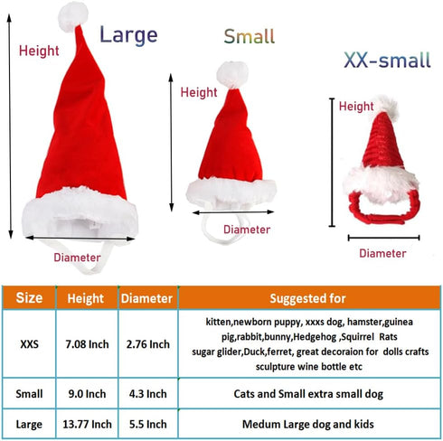 ANIAC Adjustable 3D Christmas Dog Hat for Small Dogs, Cat Santa Hat Costume