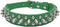 Dogs Kingdom Soft Leather Mushrooms Rivet and Spikes Studded Adjustable Buckle Pet Collar, Green XXS