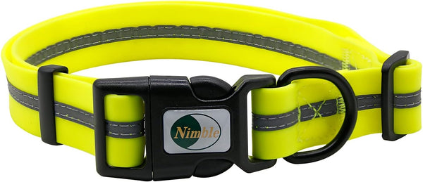 NIMBLE Dog Collar, Waterproof Anti-Odor Durable Adjustable PVC & Polyester with Reflective Cloth Stripe (Medium,