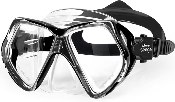 Seago Kids Swim Goggles with Nose Cover - Anti-fog Tempered Glass Snorkel Mask for Kids 6-14