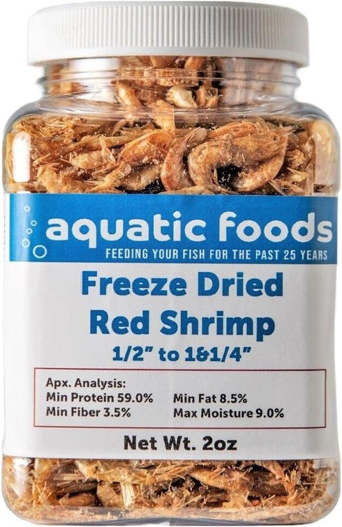 Aquatic Foods Inc. Red Shrimp-Freeze Dried 1/2" to 1 &1/4" Floating Red River Shrimp for