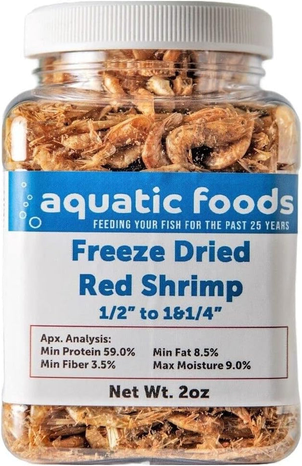 Aquatic Foods Inc. Red Shrimp-Freeze Dried 1/2" to 1 &1/4" Floating Red River Shrimp for