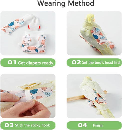 UtySty 2 Pack Bird Diaper Parrot Nappy Bird Flight Suits Harness Cockatiel Diaper Small Birds Clothes for Parakeet