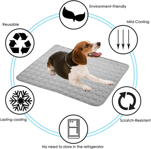 SOMOYA Dog Self Cooling Mat, Washable Pet Blanket for Hot Weather Sleeping Kennel, Ice Silk Sleep Mat Pad for Large