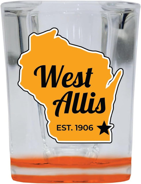 West Allis Wisconsin State Shape Design Souvenir 2 oz Shot Glass Square