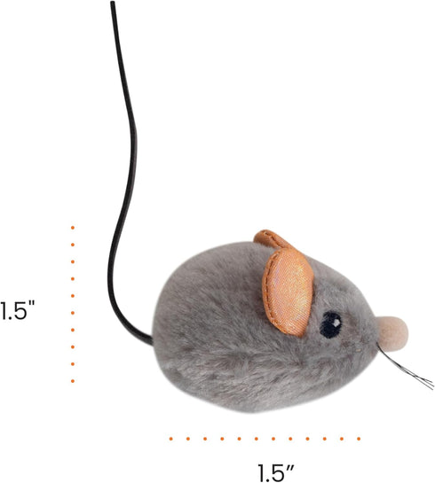 Touch-Activated Gray Squeak Mouse Cat Toy with Catnip