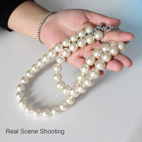 0.55 Inch Big Pearl Dog Collar for Medium Large Dogs, Elegant Adjustable Necklace for Occasions and Garden Parties