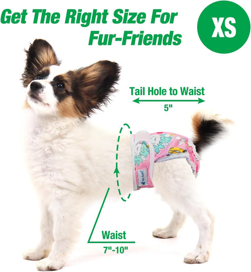 3 Pack Washable Pet Dog Diapers for Female Dogs in Heat - Reusable Period Panties, Puppy Diapers (Animals, XS)
