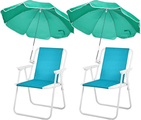 HEPMIMZHU 265lbs Folding Beach Chair with Umbrella, Lightweight Porable Camping Chair with Capacity for Travel Picnic